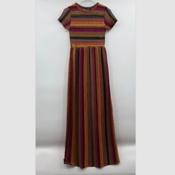 Nasty Gal Dress Women 6 NEW Striped Crochet Maxi Festival Colorful Boho Hippie - Picture 1 of 12